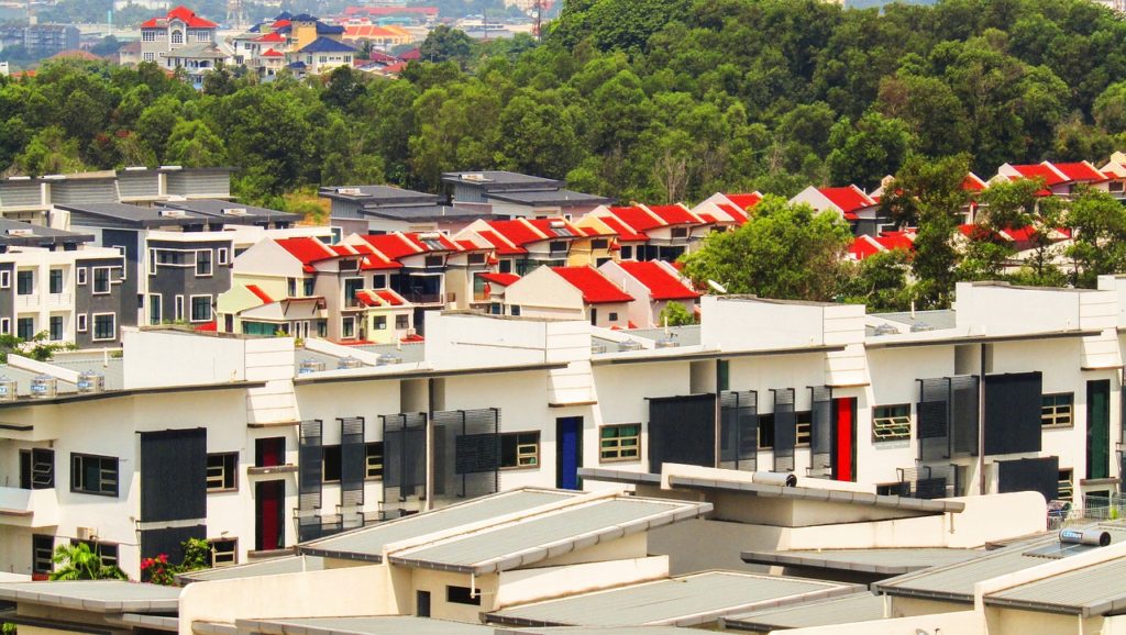 neighborhood with apartments